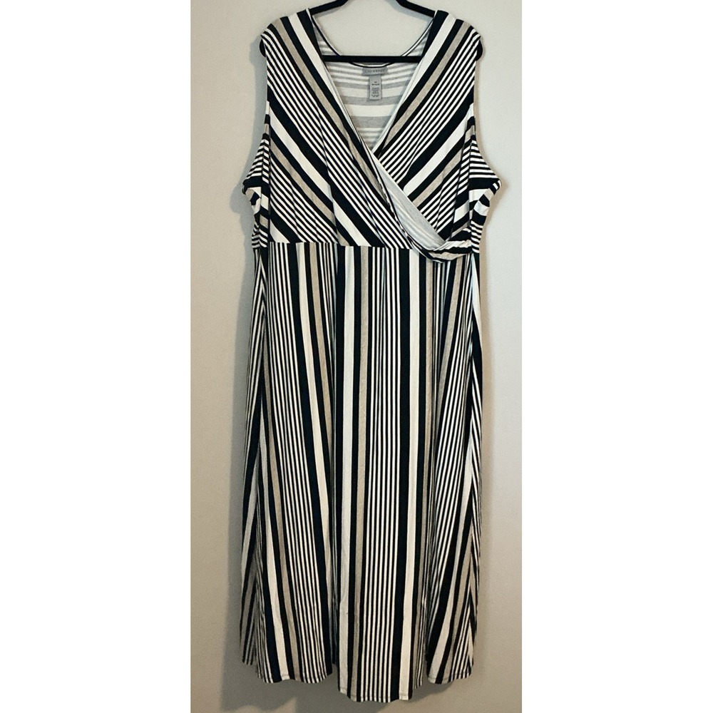 Catherines Neutral Striped Desert Springs Wrap Maxi Dress 4X 30/32W - Picture 2 of 11